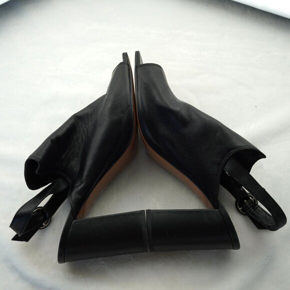 Banana Republic Black Leather Block Heel Sandals Size 9 Peep Toe Slingback Flawe - Picture 5 of 10